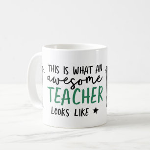Awesome teacher modern typography green gift coffee mug