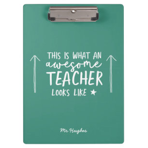 Awesome teacher modern typography green gift tote clipboard