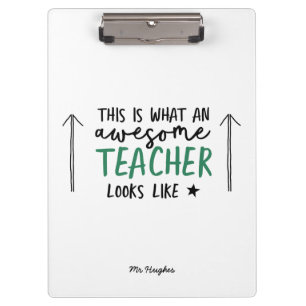 Awesome teacher modern typography green gift tote clipboard
