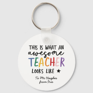 Awesome teacher modern typography rainbow gift  key ring