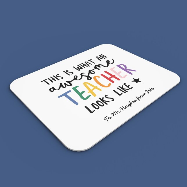 Awesome teacher modern typography rainbow gift  mouse mat (Creator Uploaded)
