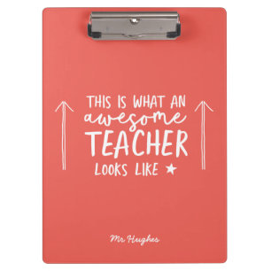 Awesome teacher modern typography red gift clipboard