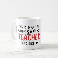 Awesome teacher modern typography red gift