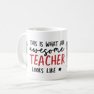 Awesome teacher modern typography red gift coffee mug