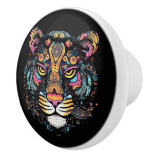 Awesome Tiger Head  Ceramic Knob