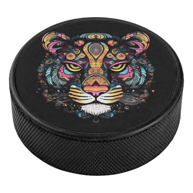 Awesome Tiger Head  Hockey Puck (3/4)