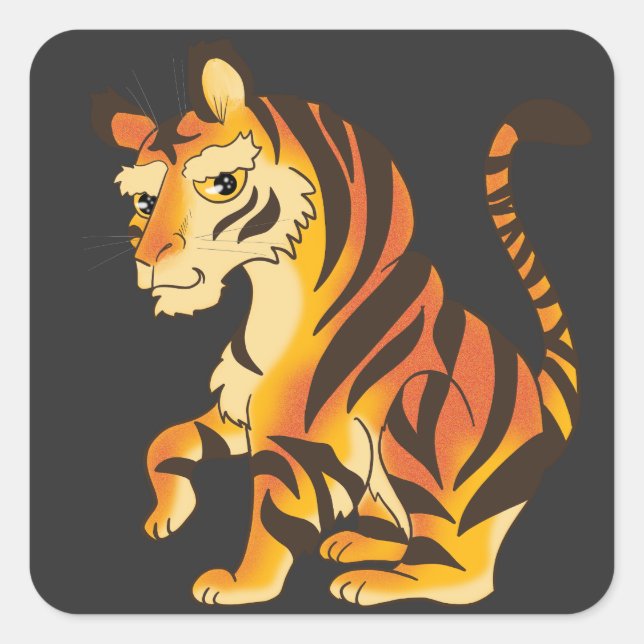 Awesome tiger square sticker (Front)