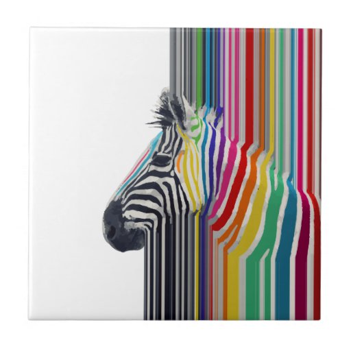 Image of awesome trendy colourful vibrant stripes zebra Tile
