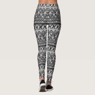 Awesome Trendy Grey tribal Geometric Pattern Leggings