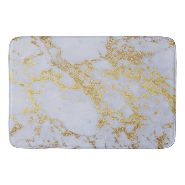 Awesome trendy modern faux gold glitter marble bath mat (Front)