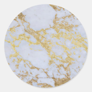 Awesome trendy modern faux gold glitter marble classic round sticker