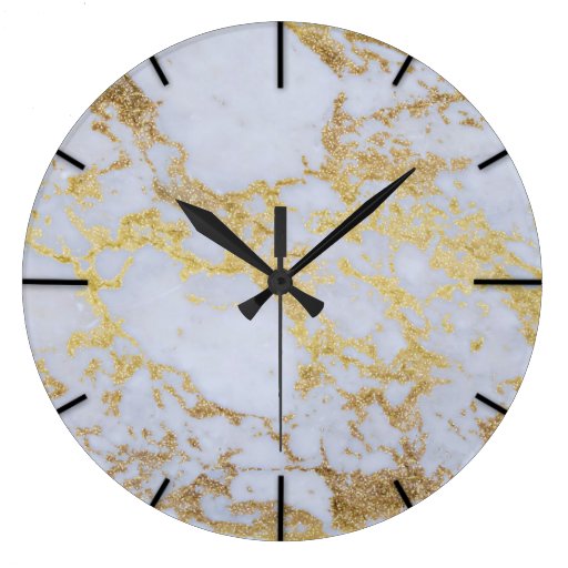 Image of Awesome trendy modern faux gold glitter marble Large Clock