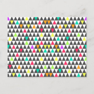 Awesome trendy retro geometric triangle pattern postcard