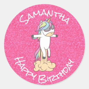 Awesome Trendy Unicorn Classic Round Sticker
