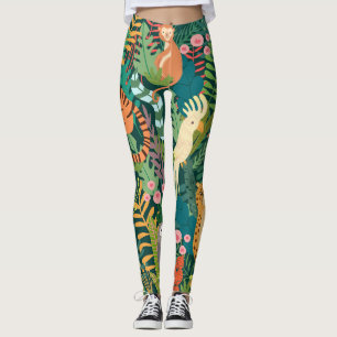 Awesome tropical pattern l Wild animals l Greenery Leggings