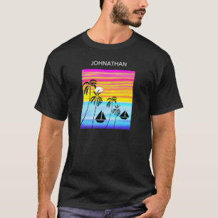 Awesome Tropical Tropical Sunset Sailing T-Shirt