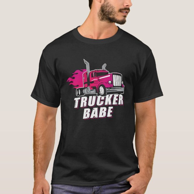 Awesome Trucker Babe Trailer Truck Driver Women Gi T-Shirt (Front)