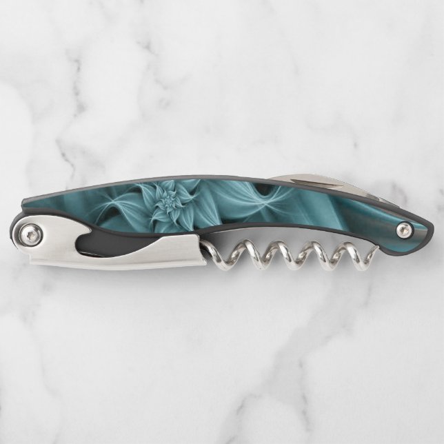 Awesome Turquoise Flower Fractal  Corkscrew (Front)