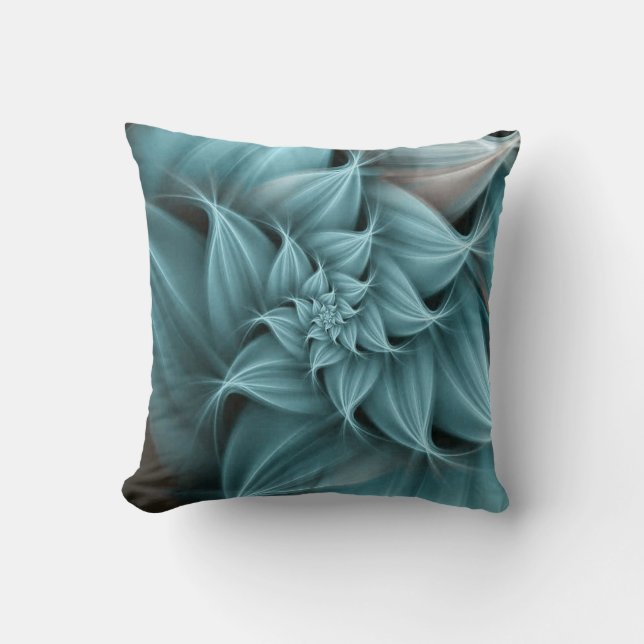Awesome Turquoise Flower Fractal  Cushion (Front)