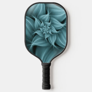 Awesome Turquoise Flower Fractal  Pickleball Paddle