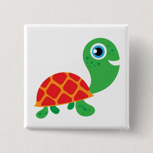 Awesome Turtle 15 Cm Square Badge