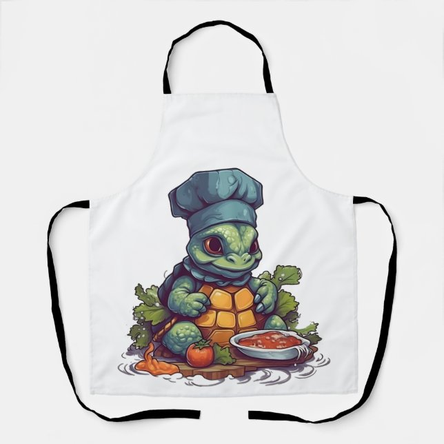 Awesome Turtle Chef Cooking Adorable Animal  Apron (Front)