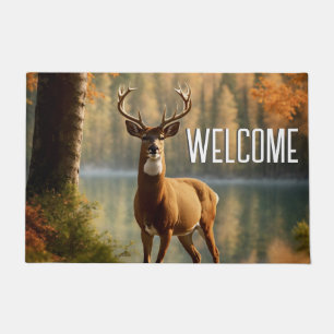 Awesome Twelve Point Buck Autumn Waters Welcome Doormat