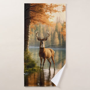 Awesome Twelve Point Buck in Autumn Waters Bath Towel Set
