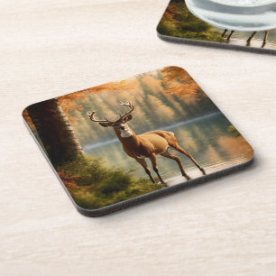 Awesome Twelve Point Buck in Autumn Waters Coaster