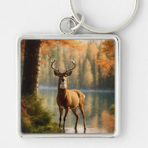 Awesome Twelve Point Buck in Autumn Waters Key Ring