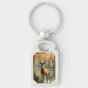Awesome Twelve Point Buck in Autumn Waters Key Ring