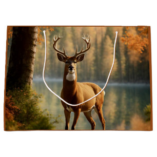 Awesome Twelve Point Buck in Autumn Waters Large Gift Bag