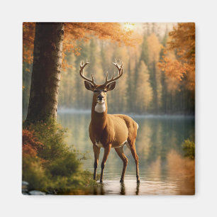 Awesome Twelve Point Buck in Autumn Waters Magnet