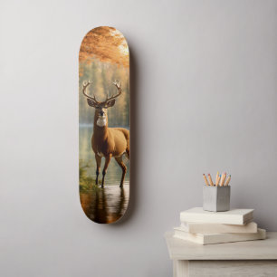 Awesome Twelve Point Buck in Autumn Waters Skateboard