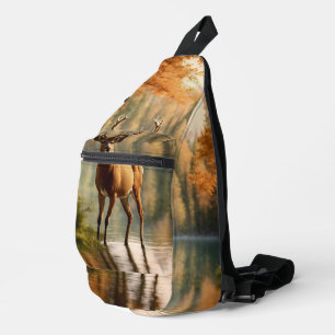 Awesome Twelve Point Buck in Autumn Waters Sling Bag