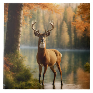 Awesome Twelve Point Buck in Autumn Waters Tile