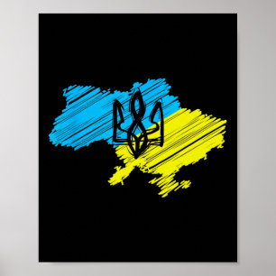Awesome Ukrainian Map - Ukrainian Flag  Poster