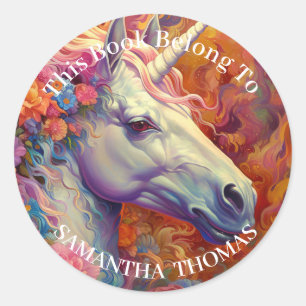 AWESOME UNICORN BOOK CLASSIC ROUND STICKER
