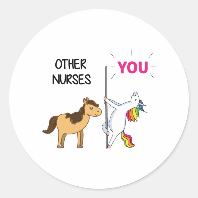 Awesome Unicorn Gift  For Nurse    Classic Round Sticker (Front)