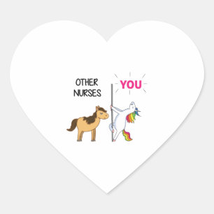 Awesome Unicorn Gift For Nurse Heart Sticker