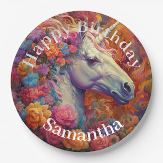 Awesome Unicorn Happy Birthday Paper Plate