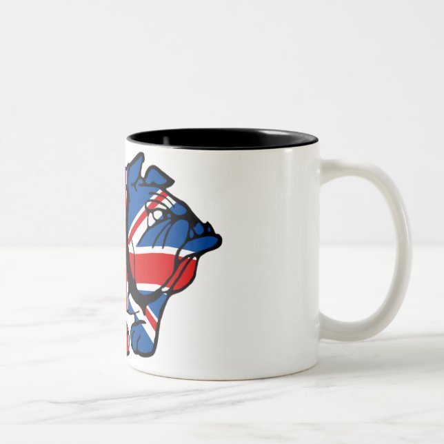 Awesome Union Jack Bulldog Two-Tone Coffee Mug (Right)