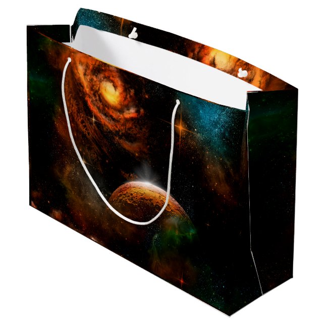 Awesome universe with planet and stars large gift bag (Back Angled)
