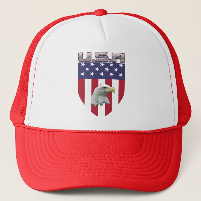 Awesome USA and Eagle on American flag - Hat (Front)