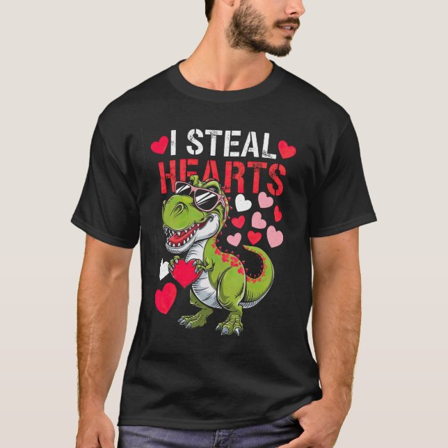 Awesome Valentine's Gift - "I Steal Hearts" Dino  T-Shirt (Front)