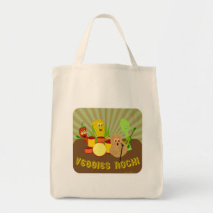 Awesome Veggies Rock Cartoon Fun Salad Tote Bag