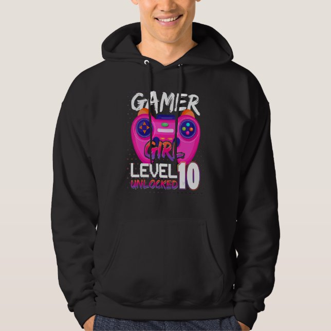 Awesome Video Games Controller Level 10 Unlocked G Hoodie (Front)
