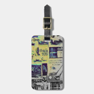 Awesome Vintage Golf Collage Pattern Luggage Tag