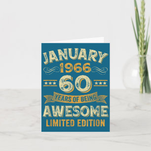 Awesome Vintage January 1966 60th Birthday  Card