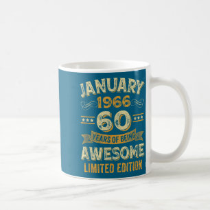 Awesome Vintage January 1966 60th Birthday Coffee Mug